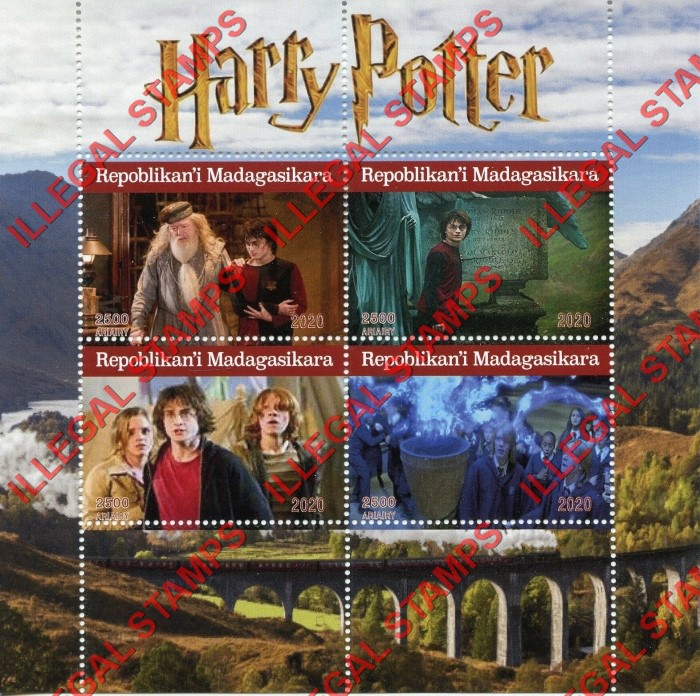 Madagascar 2020 Harry Potter Illegal Stamp Souvenir Sheet of 4
