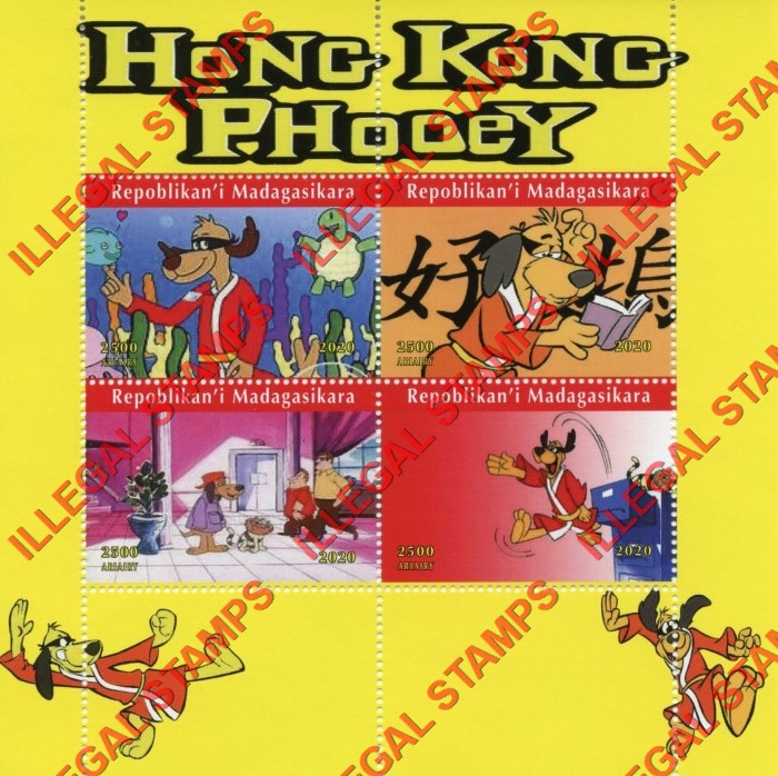Madagascar 2020 Hong Kong Phooey Cartoon Illegal Stamp Souvenir Sheet of 4