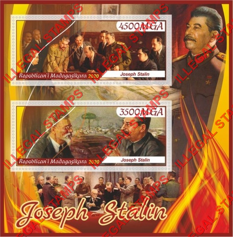 Madagascar 2020 Joseph Stalin (different) Illegal Stamp Souvenir Sheet of 2