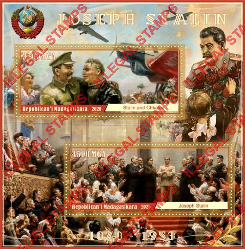 Madagascar 2020 Joseph Stalin Illegal Stamp Souvenir Sheet of 2