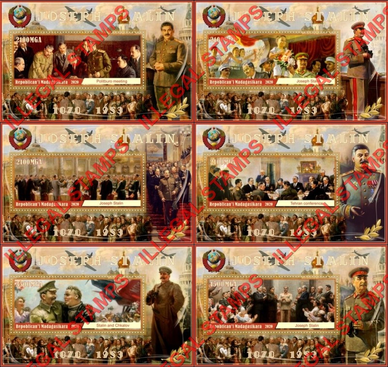 Madagascar 2020 Joseph Stalin Illegal Stamp Souvenir Sheets of 1