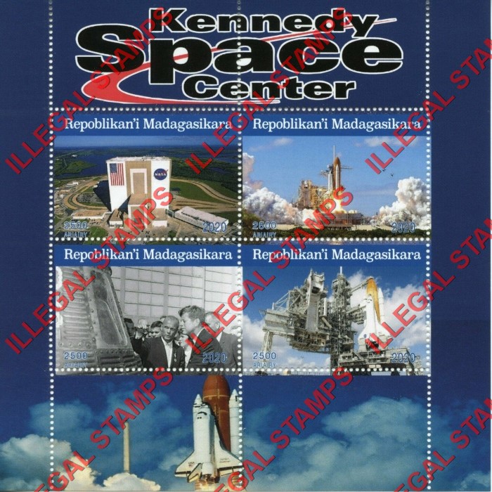 Madagascar 2020 Kennedy Space Center Illegal Stamp Souvenir Sheet of 4