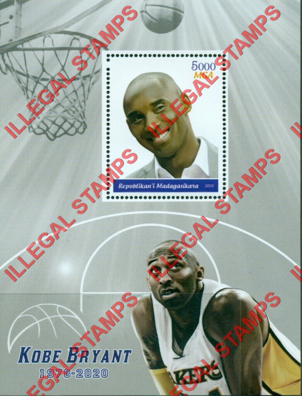 Madagascar 2020 Kobe Bryant Basketball Player Illegal Stamp Souvenir Sheet of 1