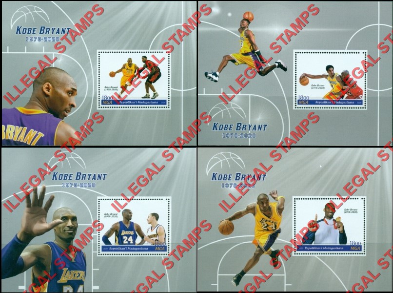 Madagascar 2020 Kobe Bryant Basketball Player Illegal Stamp Souvenir Sheets of 1