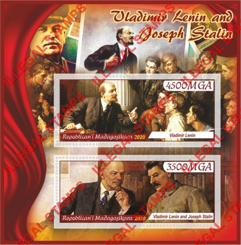 Madagascar 2020 Lenin and Stalin Illegal Stamp Souvenir Sheet of 2