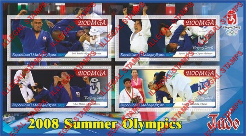 Madagascar 2020 Olympic Games in Beijing in 2008 Judo Illegal Stamp Souvenir Sheet of 4