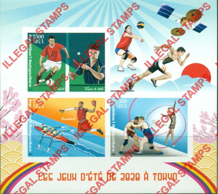 Madagascar 2020 Olympic Games Tokyo Illegal Stamp Souvenir Sheet of 3