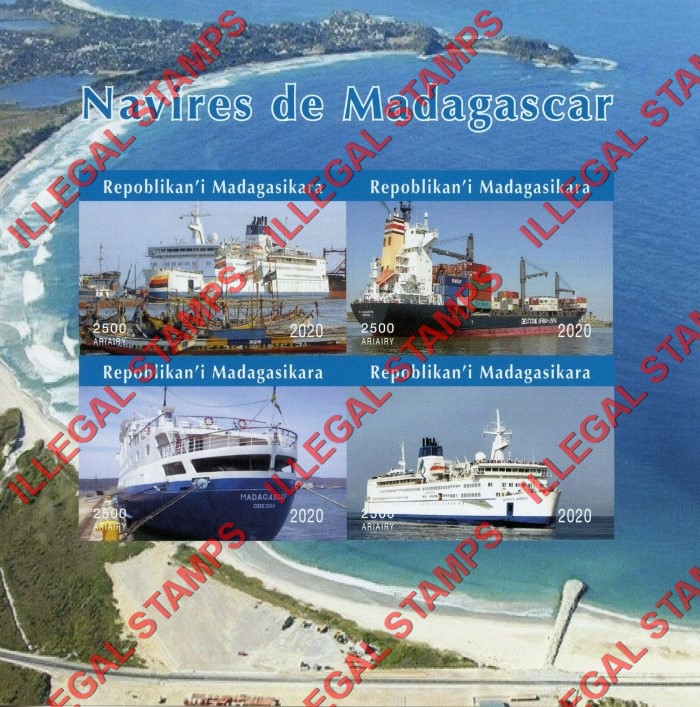Madagascar 2020 Ships of Madagascar Illegal Stamp Souvenir Sheet of 4