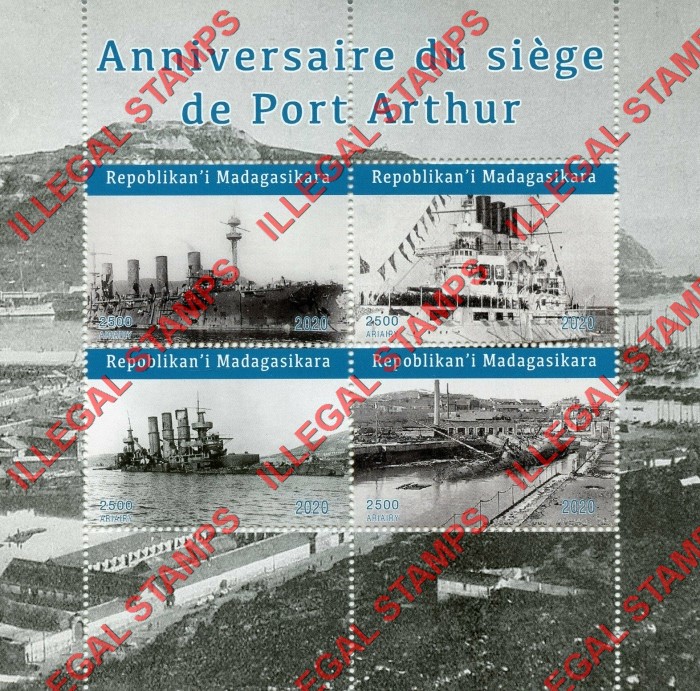 Madagascar 2020 Siege of Port Arthur Illegal Stamp Souvenir Sheet of 4