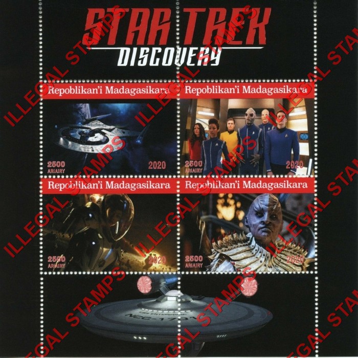 Madagascar 2020 Star Trek Discovery Illegal Stamp Souvenir Sheet of 4