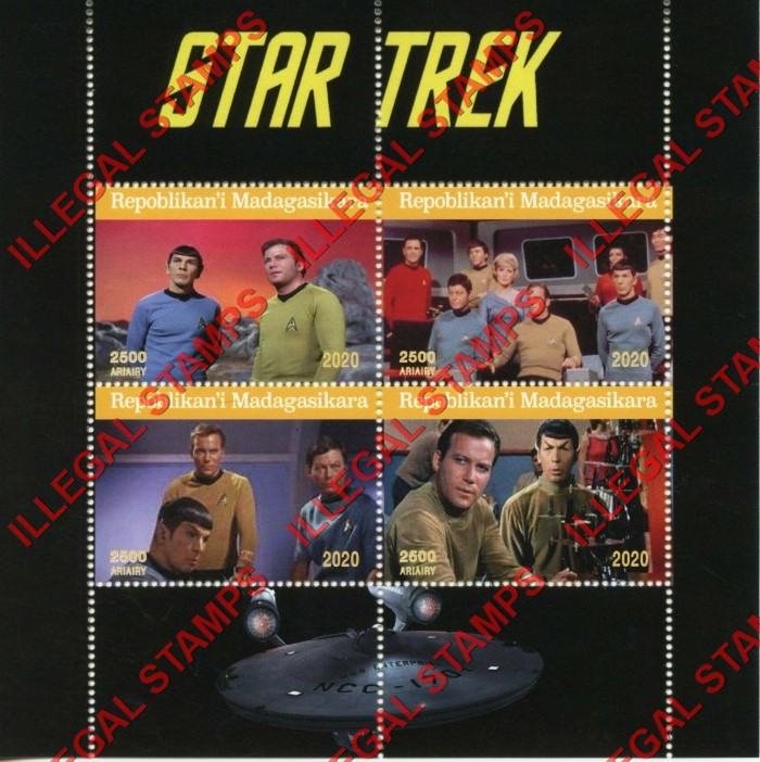 Madagascar 2020 Star Trek Illegal Stamp Souvenir Sheet of 4