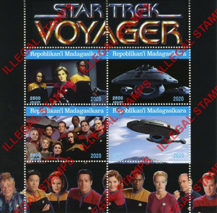 Madagascar 2020 Star Trek Voyager Illegal Stamp Souvenir Sheet of 4