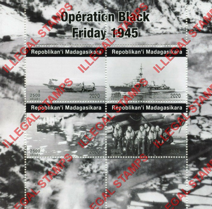 Madagascar 2020 World War II Operation Black Friday Illegal Stamp Souvenir Sheet of 4