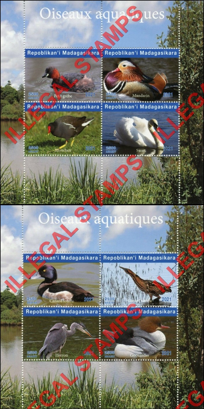 Madagascar 2021 Aquatic Birds Illegal Stamp Souvenir Sheets of 4