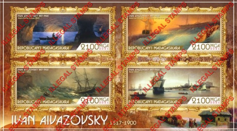 Madagascar 2021 Paintings by Ivan Aivazovsky Illegal Stamp Souvenir Sheet of 4