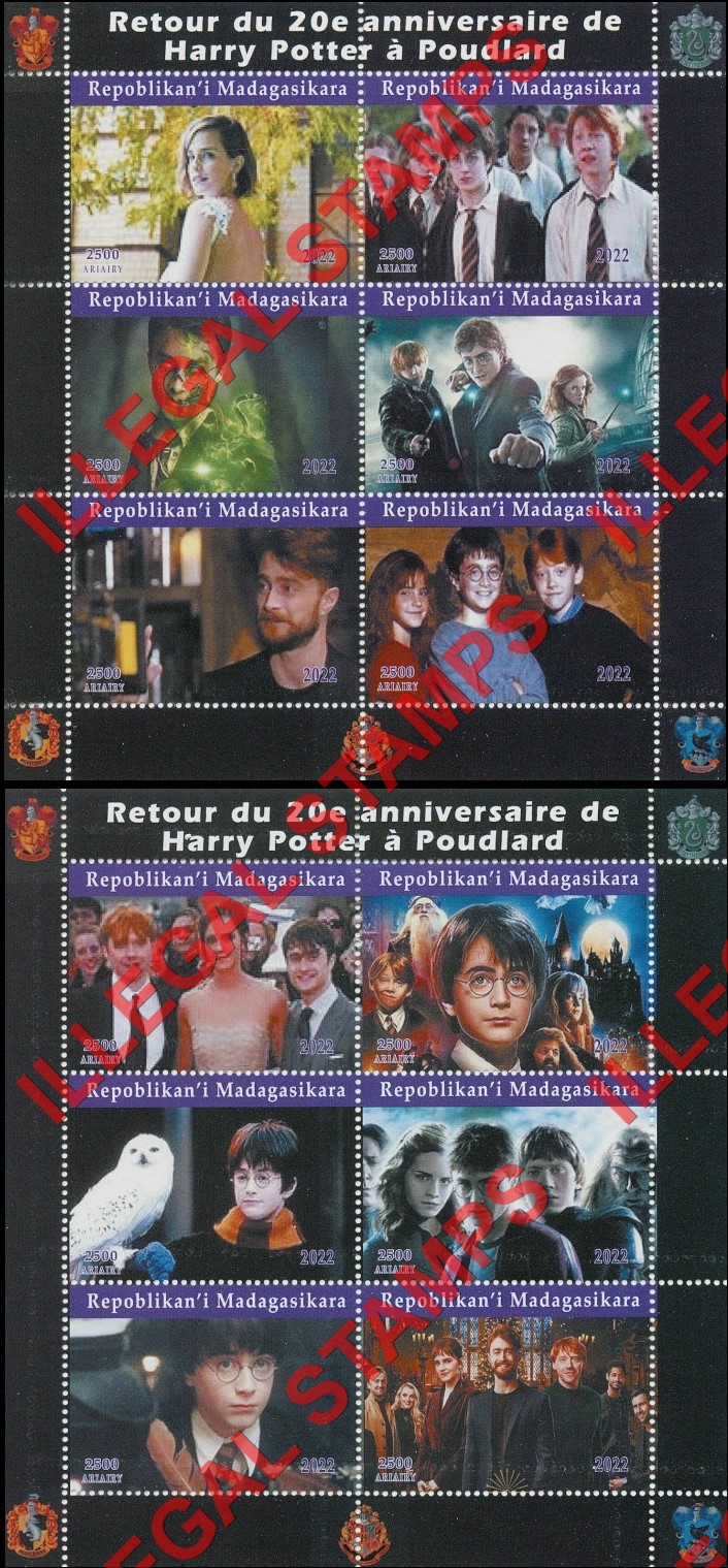 Madagascar 2022 Harry Potter 20th Anniversary Return to Hogwarts Illegal Stamp Souvenir Sheets of 6
