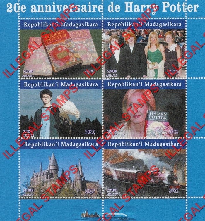 Madagascar 2022 Harry Potter 20th Anniversary Illegal Stamp Souvenir Sheet of 6