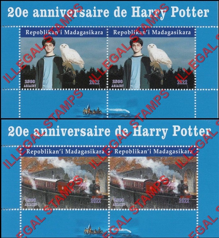 Madagascar 2022 Harry Potter 20th Anniversary Illegal Stamp Souvenir Sheets of 2