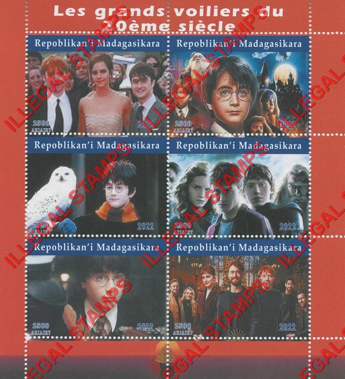 Madagascar 2022 Harry Potter Daniel Radcliffe Illegal Stamp Souvenir Sheet of 6