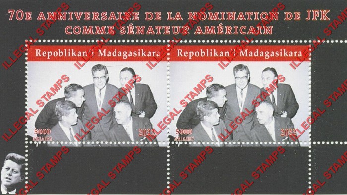 Madagascar 2022 John F. Kennedy Nomination Illegal Stamp Souvenir Sheet of 2 (Sheet 2)