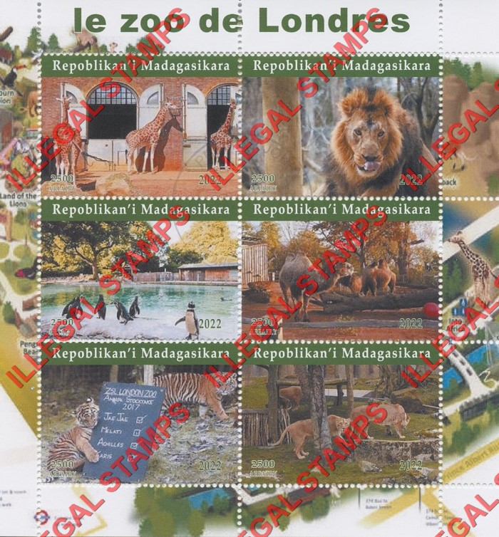 Madagascar 2022 London Zoo Illegal Stamp Souvenir Sheet of 6