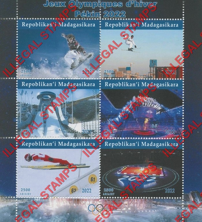 Madagascar 2022 Olympic Games in Beijing Illegal Stamp Souvenir Sheet of 6