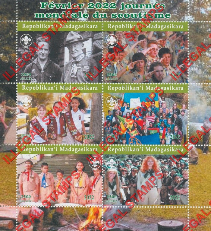 Madagascar 2022 Scouting Scoutism Illegal Stamp Souvenir Sheet of 6