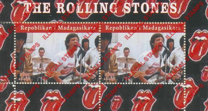 Madagascar 2022 The Rolling Stones Rock Band Illegal Stamp Souvenir Sheet of 2 (Sheet 6)