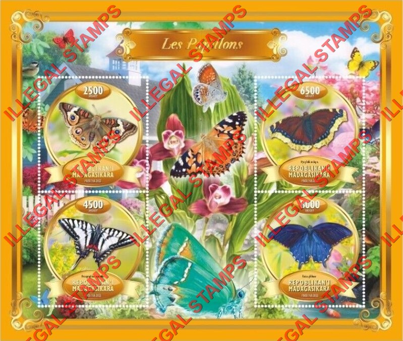 Madagascar 2022 Butterflies Illegal Stamp Souvenir Sheet of 4