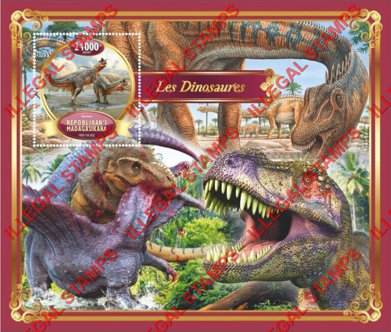 Madagascar 2022 Dinosaurs Illegal Stamp Souvenir Sheet of 1