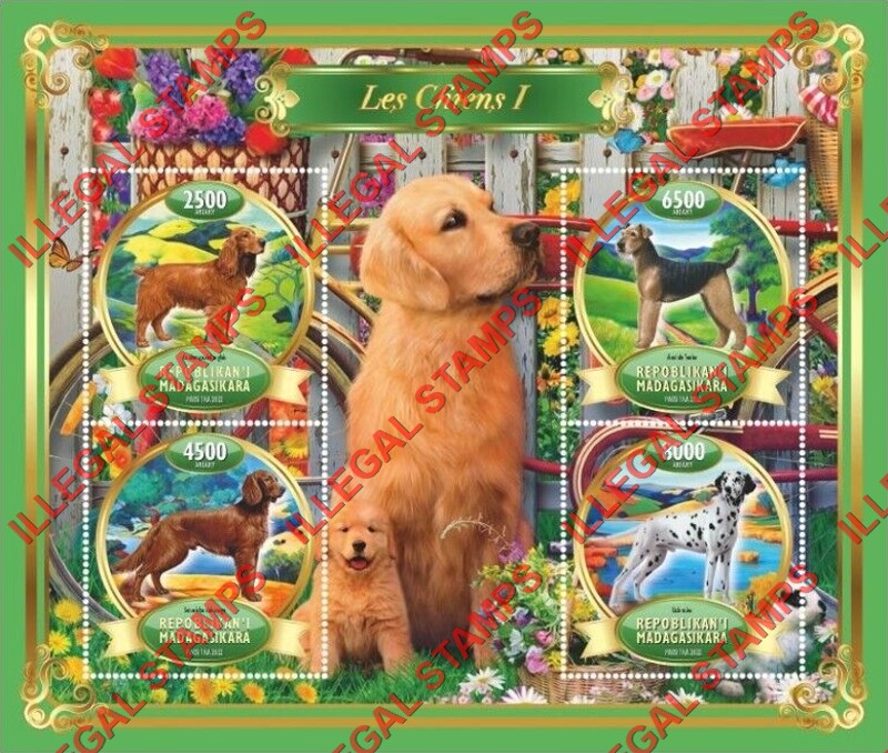 Madagascar 2022 Dogs Illegal Stamp Souvenir Sheet of 4 (Sheet 1)