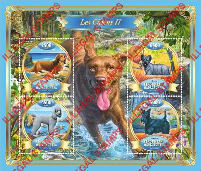 Madagascar 2022 Dogs Illegal Stamp Souvenir Sheet of 4 (Sheet 2)