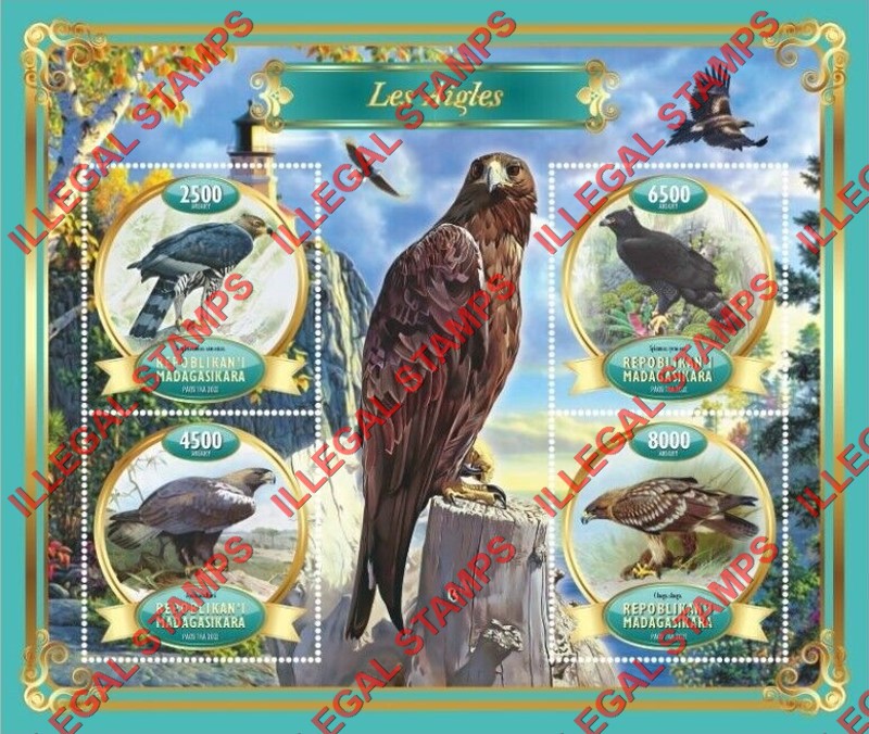 Madagascar 2022 Eagles Illegal Stamp Souvenir Sheet of 4