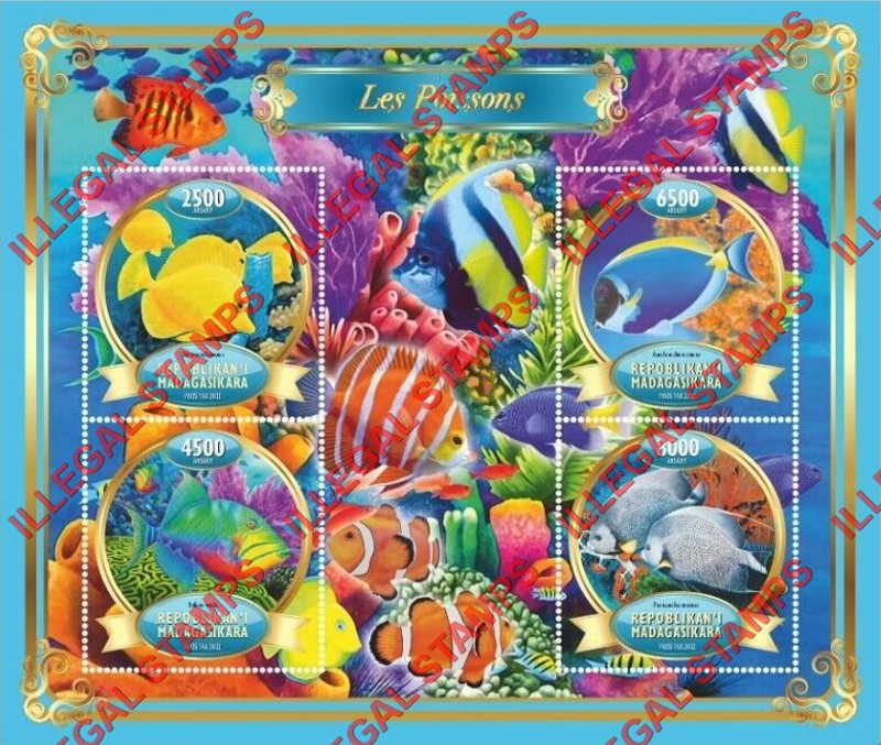 Madagascar 2022 Fish Illegal Stamp Souvenir Sheet of 4