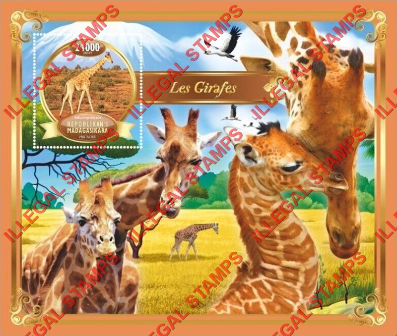 Madagascar 2022 Giraffes Illegal Stamp Souvenir Sheet of 1