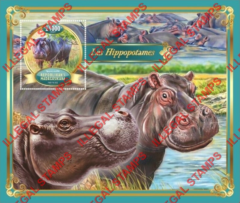 Madagascar 2022 Hippopotamus Illegal Stamp Souvenir Sheet of 1