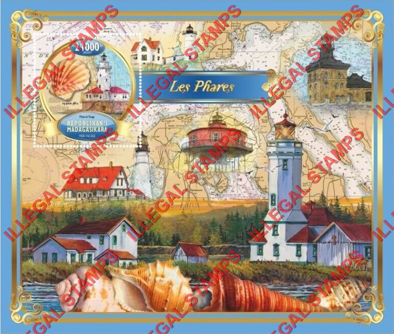 Madagascar 2022 Lighthouses Illegal Stamp Souvenir Sheet of 1