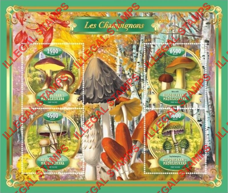 Madagascar 2022 Mushrooms Illegal Stamp Souvenir Sheet of 4