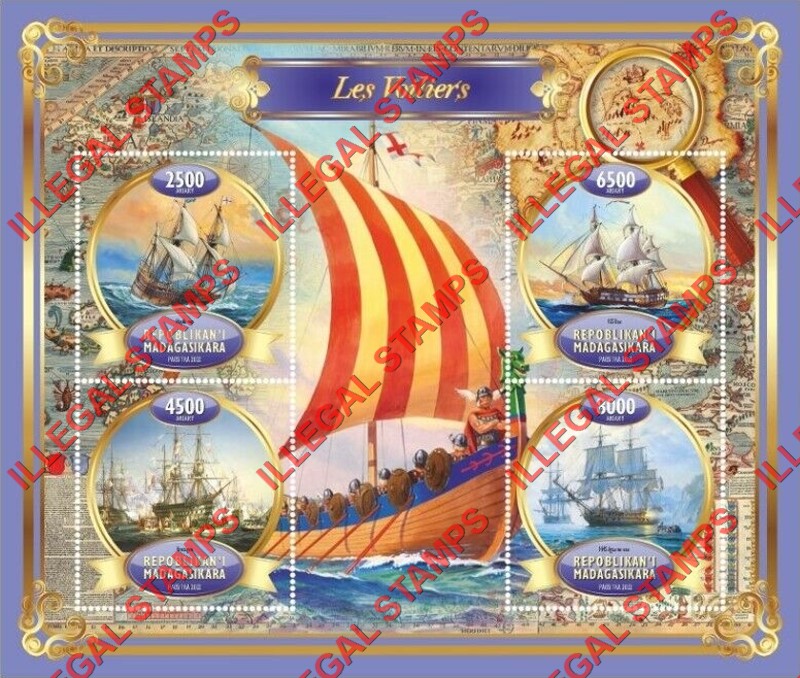 Madagascar 2022 Sailing Ships Illegal Stamp Souvenir Sheet of 4