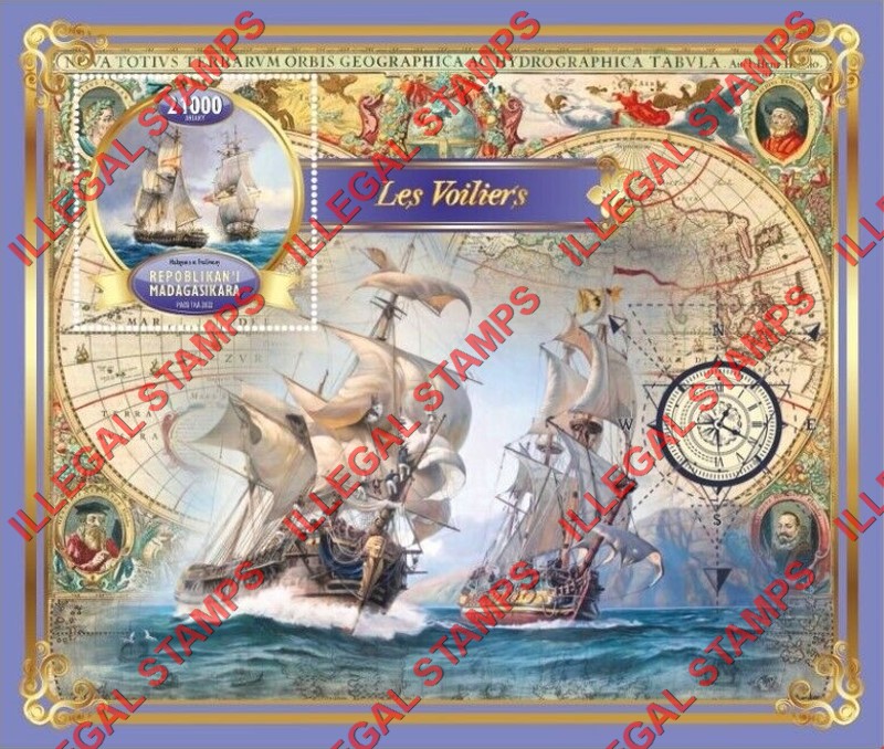 Madagascar 2022 Sailing Ships Illegal Stamp Souvenir Sheet of 1