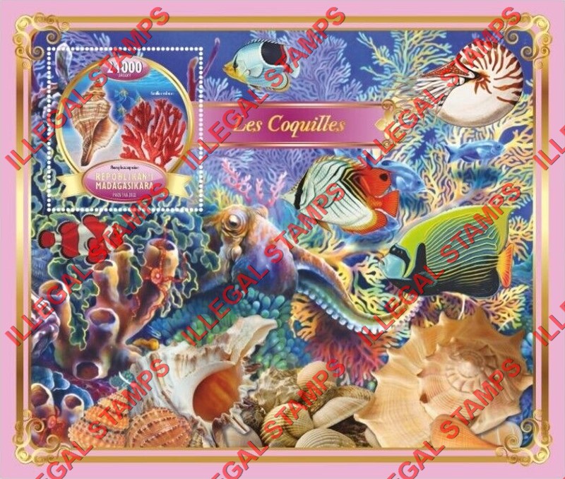 Madagascar 2022 Shells Seashells Illegal Stamp Souvenir Sheet of 1