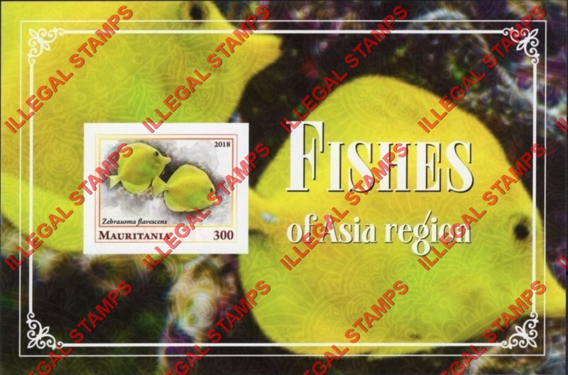 MAURITANIA 2018 Fish of the Asian Region Counterfeit Illegal Stamp Souvenir Sheet of 1
