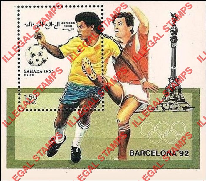 Sahara Occ. RASD 1990 Olympic Games in Barcelona in 1992 Counterfeit Illegal Stamp Souvenir Sheet of 1