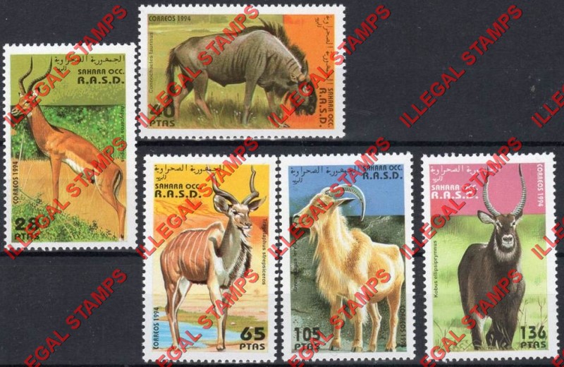 Sahara Occ. RASD 1994 Animals Counterfeit Illegal Stamp Set of 5