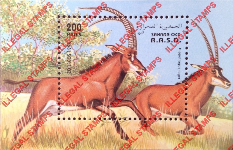 Sahara Occ. RASD 1994 Animals Counterfeit Illegal Stamp Souvenir Sheet of 1