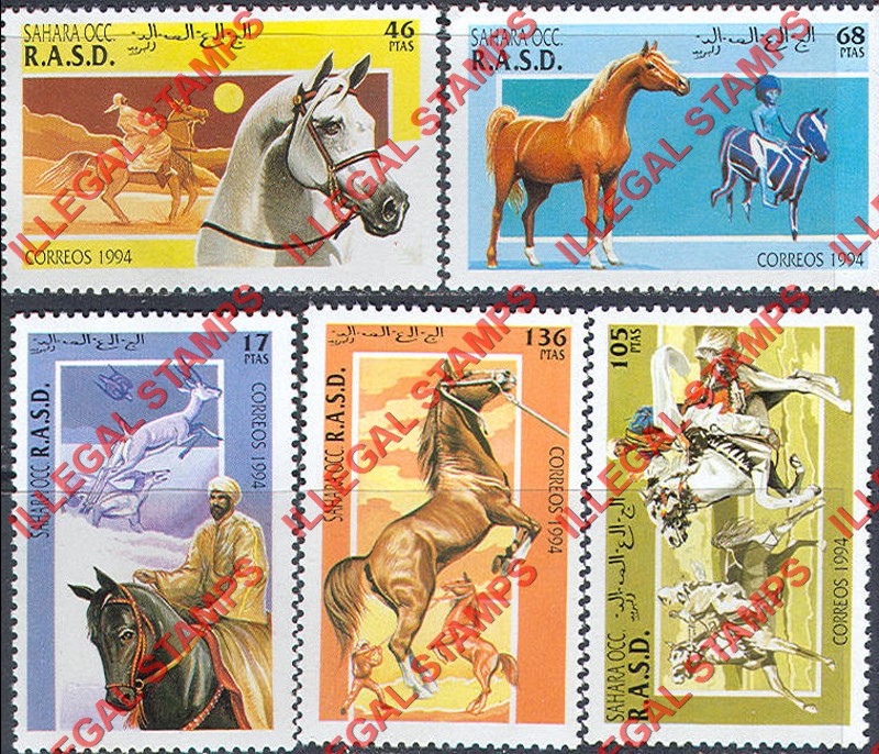 Sahara Occ. RASD 1994 Arabian Horses Counterfeit Illegal Stamp Set of 5