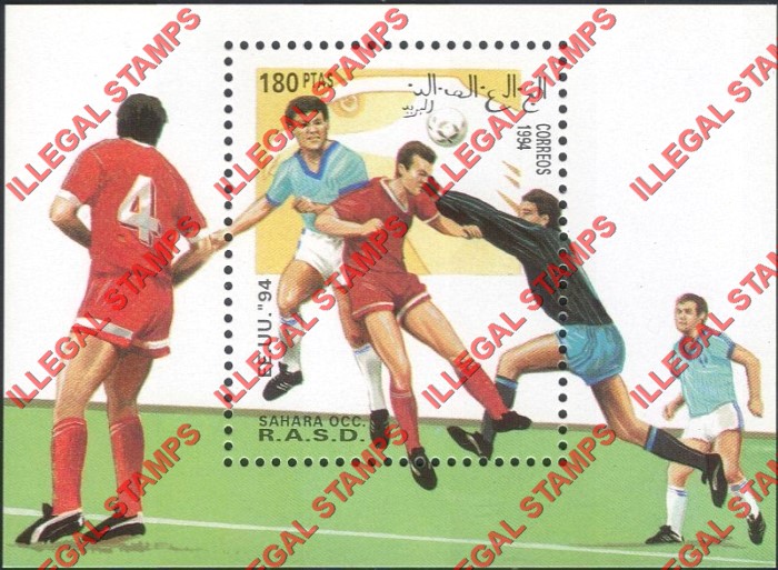 Sahara Occ. RASD 1994 Football Soccer Counterfeit Illegal Stamp Souvenir Sheet of 1