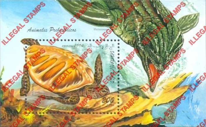 Sahara Occ. RASD 1994 Prehistoric Animals Counterfeit Illegal Stamp Souvenir Sheet of 1