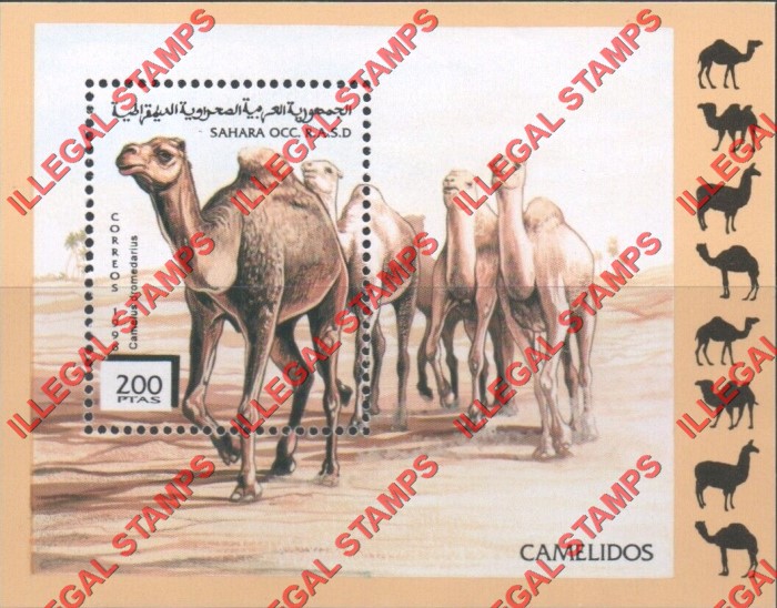 Sahara Occ. RASD 1996 Camels Counterfeit Illegal Stamp Souvenir Sheet of 1