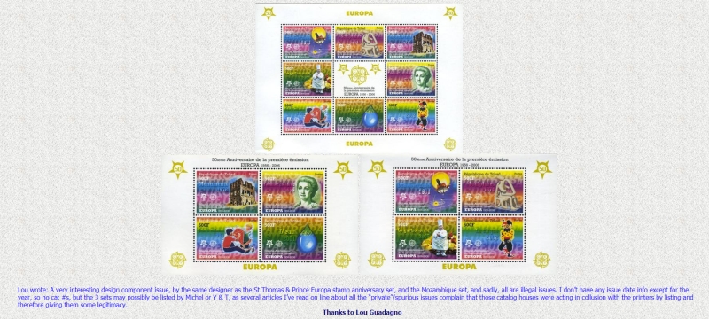 StampsonStamps status on Saint Thomas and Prince 2005 EUROPA Illegal Stamps